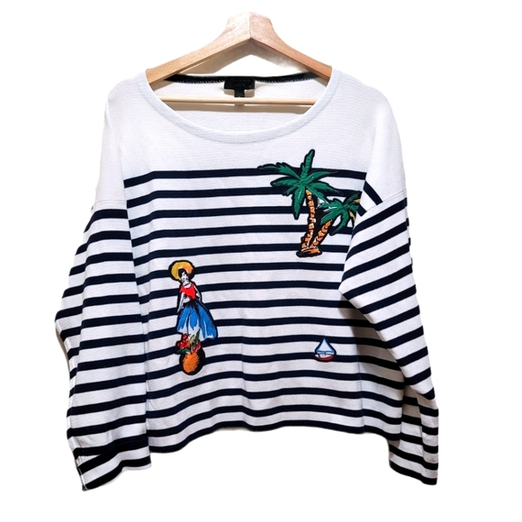 J. Crew Sweaters - J. Crew Coco Cabana Apliqued Striped Sweater